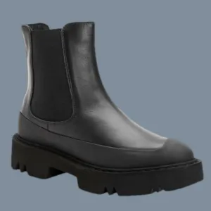🆕 Aquatalia Holly Lug Sole Chelsea Black Leather Boot Size 9.5