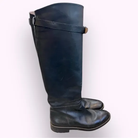 🇪🇸 Banana Republic Leather Boots - Full Zip &amp; Buckle - low heel - Size 6M