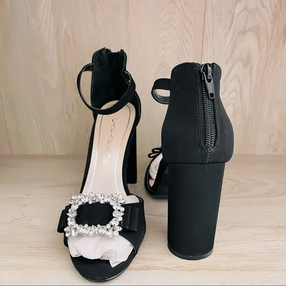 🩷 Caparros Black Pasha Embellished Block Heel Size 7