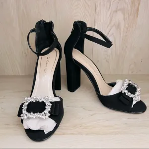 🩷 Caparros Black Pasha Embellished Block Heel Size 7