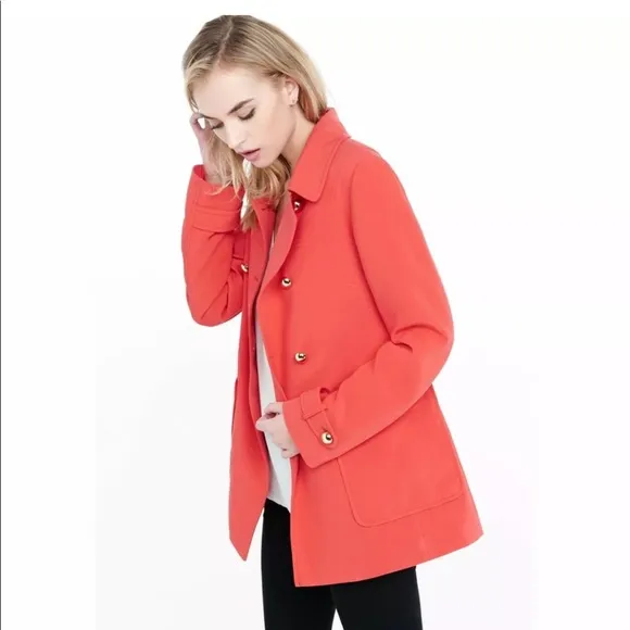 🤍 EXPRESS Bing Cherry Red Pea Coat sz Medium