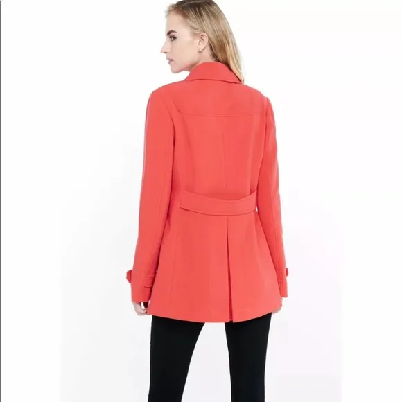🤍 EXPRESS Bing Cherry Red Pea Coat sz Medium