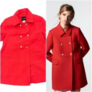 🤍 EXPRESS Bing Cherry Red Pea Coat sz Medium