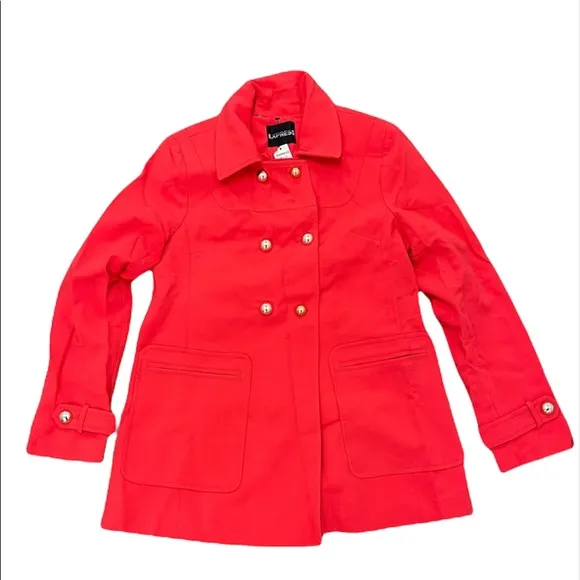 🤍 EXPRESS Bing Cherry Red Pea Coat sz Medium