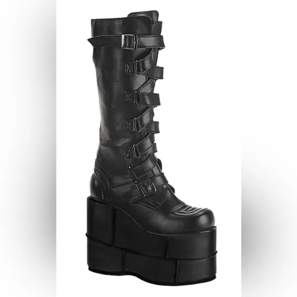 ⭐️ HUGE 7” Platforms Gothic Demonia Kneehigh patent leather boots women 7
