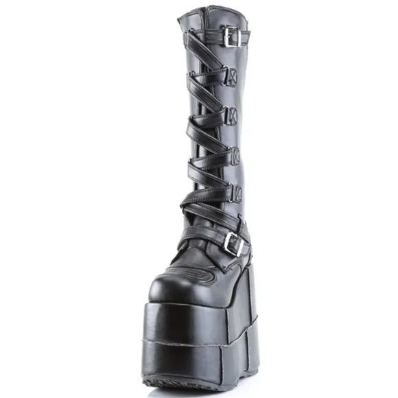 ⭐️ HUGE 7” Platforms Gothic Demonia Kneehigh patent leather boots women 7