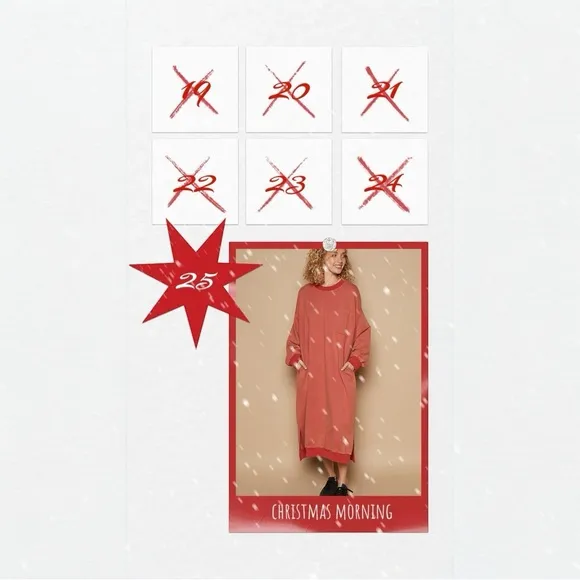 🆕 POL - Cozy French Terry Long Dress - Pockets - Star Embroidery - 100% COTTON