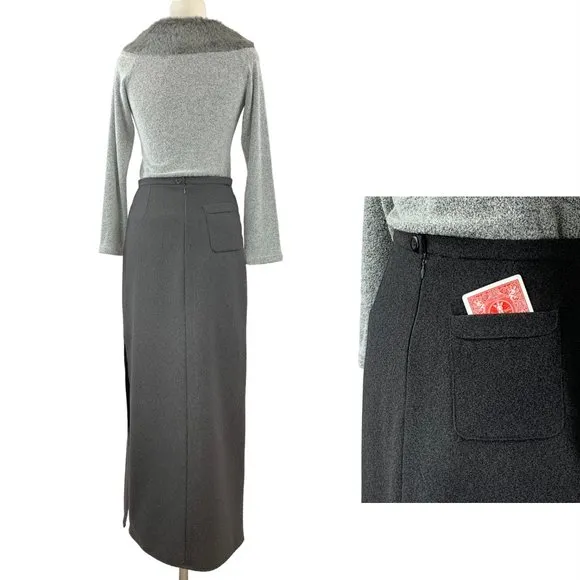 - STL Urban vintage gray side slit column maxi skirt - Size 6