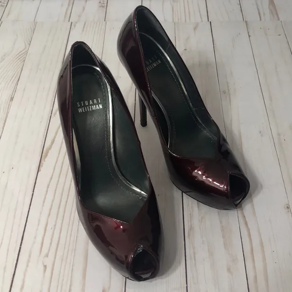 🌻 Stuart Weitzman Maroon Stiletto Leather Heels