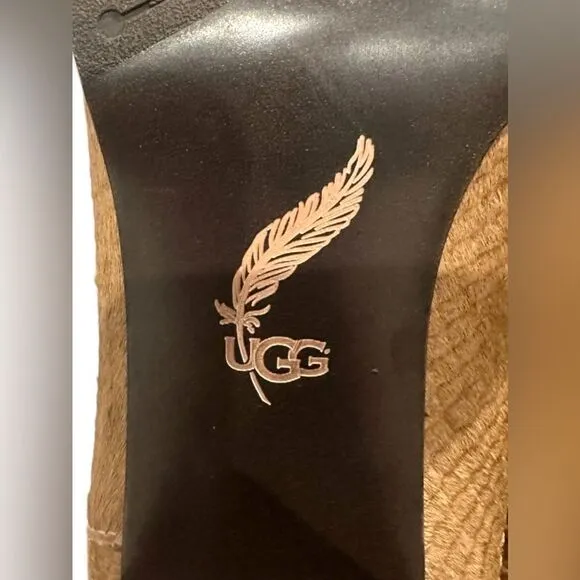 🔥 UGG Calf Hair Charlotte Embossed Bootie Boots Size 9.5 EU 40.5