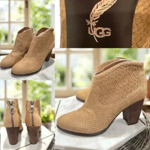 🔥 UGG Calf Hair Charlotte Embossed Bootie Boots Size 9.5 EU 40.5