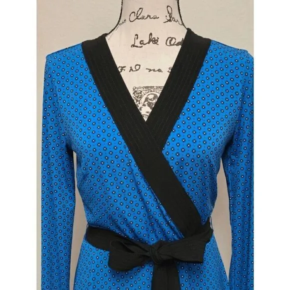 💙 WHITE HOUSE BLACK MARKET Long Sleeve Reversible Blue Matte Jersey Dress M