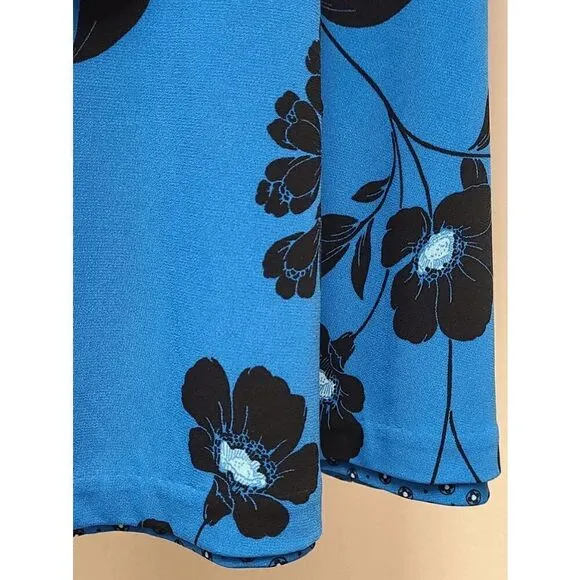 💙 WHITE HOUSE BLACK MARKET Long Sleeve Reversible Blue Matte Jersey Dress M