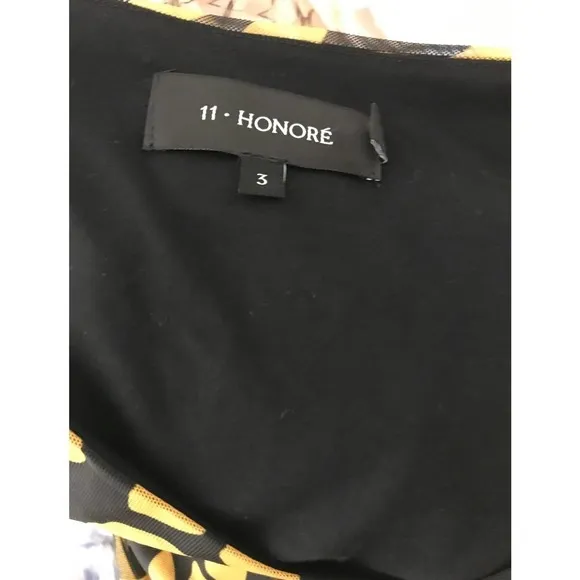 11 Honoré Iris‎ Ruched Mesh Long Sleeve Body-Con Dress
