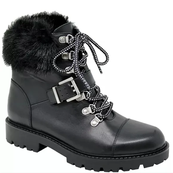 ⭐️40% Off⭐ Charles by Charles David Ramiro Lug Leather Boots With Faux Fur Trim