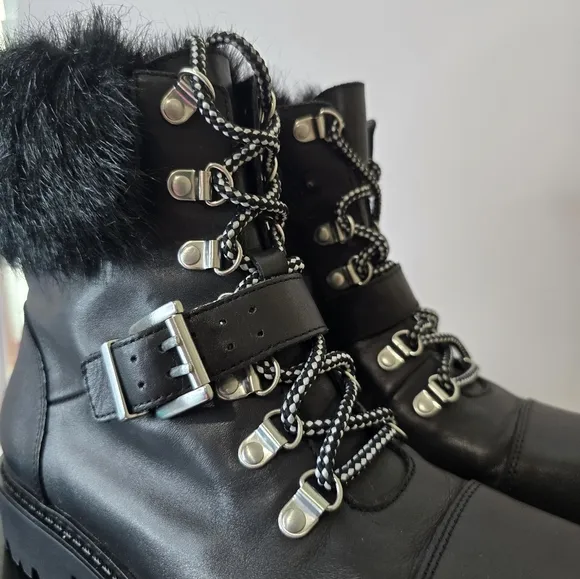 ⭐️40% Off⭐ Charles by Charles David Ramiro Lug Leather Boots With Faux Fur Trim