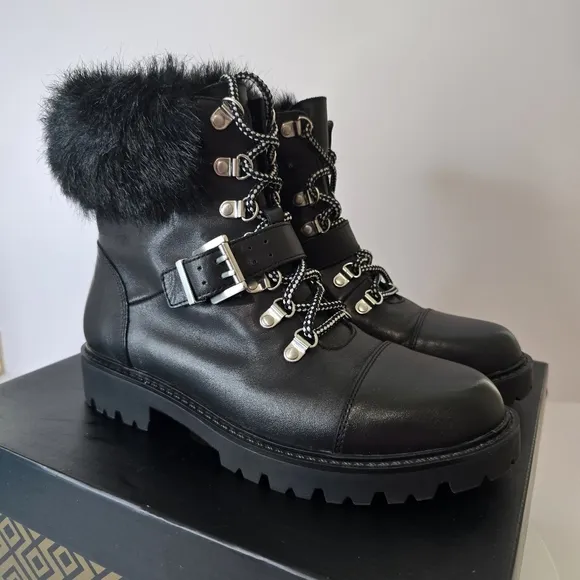 ⭐️40% Off⭐ Charles by Charles David Ramiro Lug Leather Boots With Faux Fur Trim