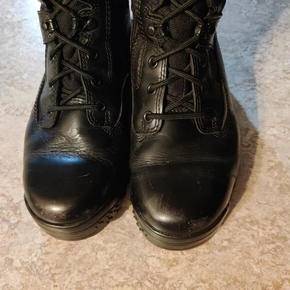 5.11 Black Leather Tactical ATAC 8&quot; Side Zip Combat Boots Mens 8