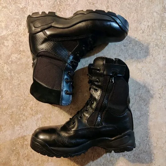 5.11 Black Leather Tactical ATAC 8&quot; Side Zip Combat Boots Mens 8