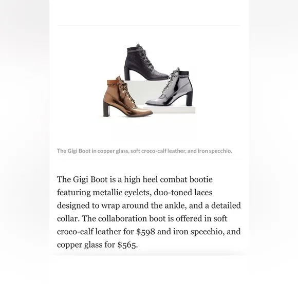 $598 Gigi Hadid x Stuart Weitzman Black Croc Embossed Leather Lace-up Boots 8M
