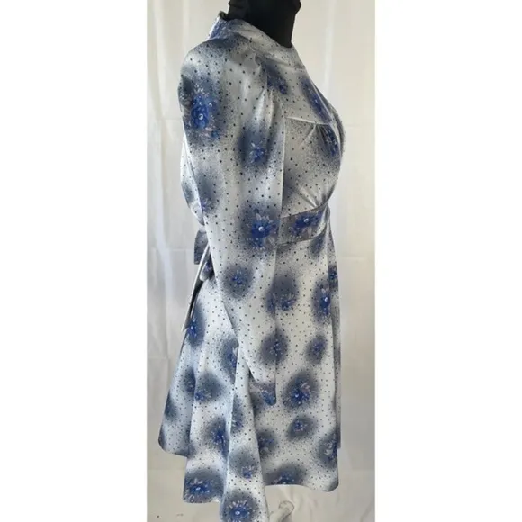 70’s Vintage ‘Honey Togs of Texas’ Floral Blue Long Sleeve Mini Dress