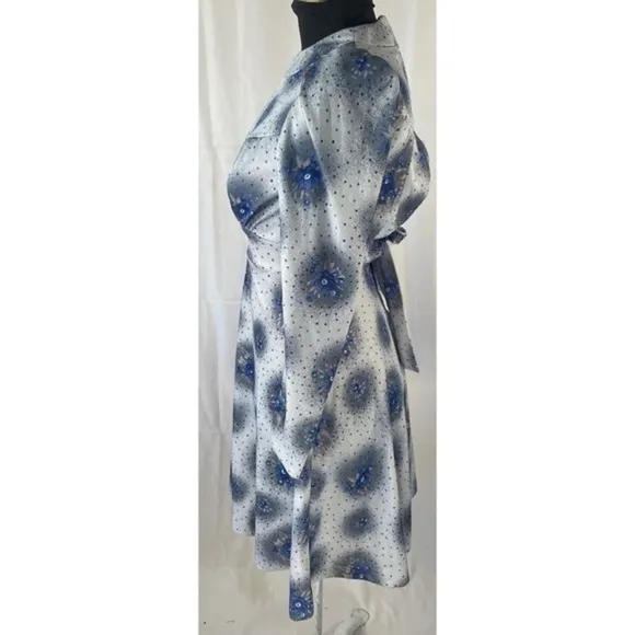 70’s Vintage ‘Honey Togs of Texas’ Floral Blue Long Sleeve Mini Dress