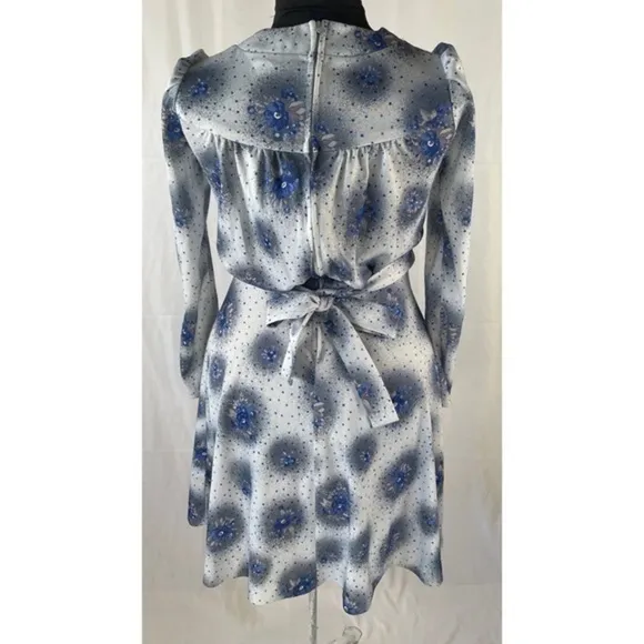 70’s Vintage ‘Honey Togs of Texas’ Floral Blue Long Sleeve Mini Dress