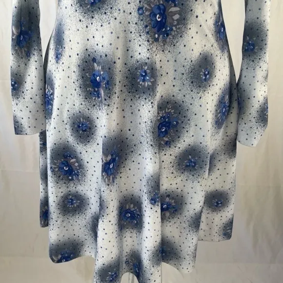 70’s Vintage ‘Honey Togs of Texas’ Floral Blue Long Sleeve Mini Dress
