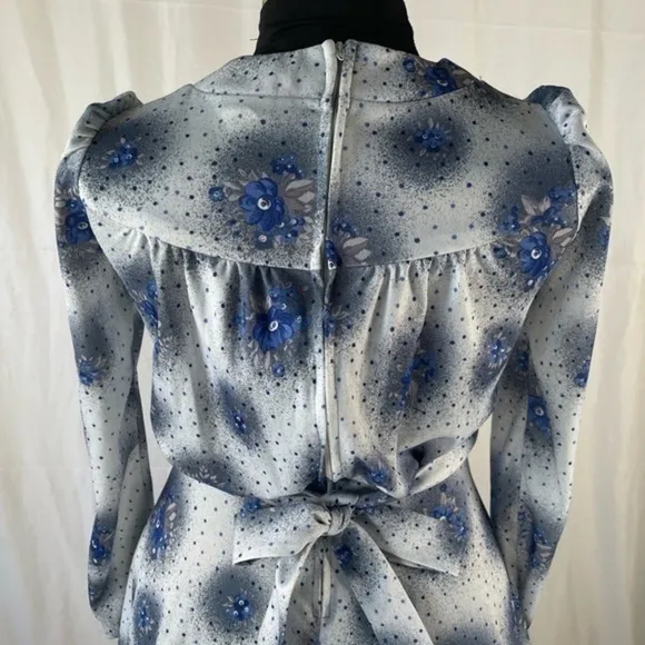 70’s Vintage ‘Honey Togs of Texas’ Floral Blue Long Sleeve Mini Dress