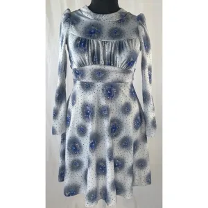 70’s Vintage ‘Honey Togs of Texas’ Floral Blue Long Sleeve Mini Dress