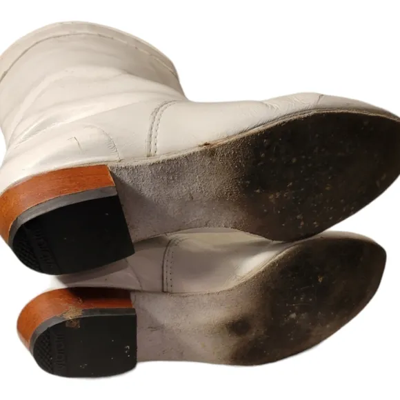 70s/80s White Leather Majorette Band Uniform Boots/Short Western Style Bootie