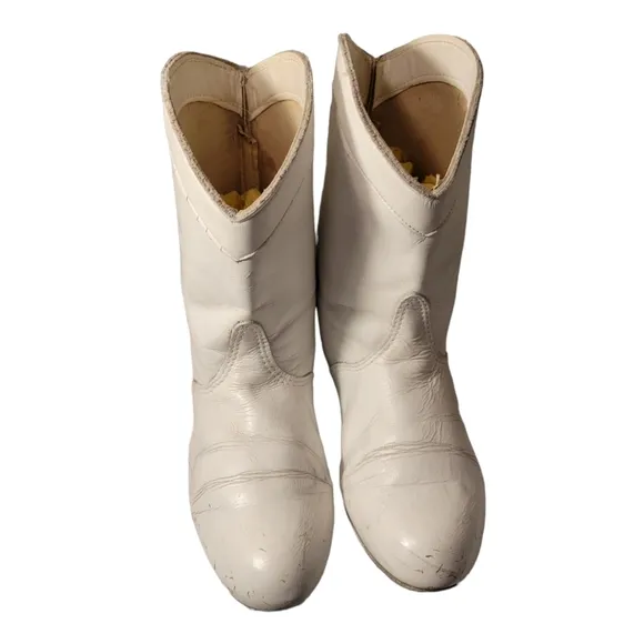 70s/80s White Leather Majorette Band Uniform Boots/Short Western Style Bootie