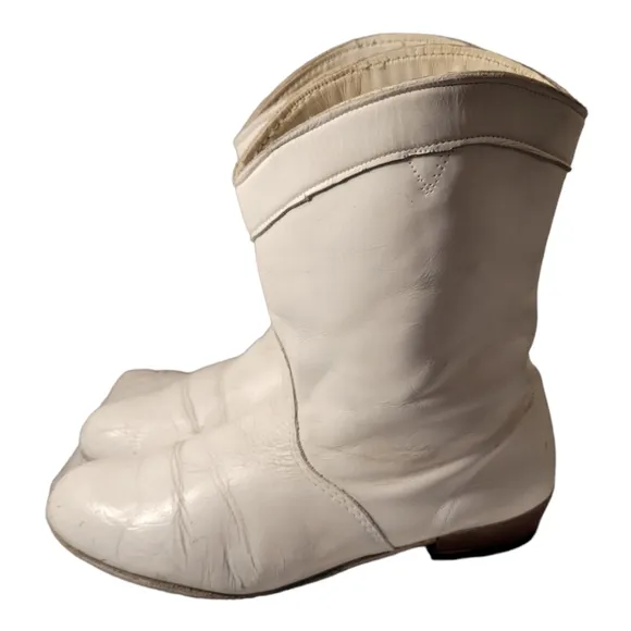70s/80s White Leather Majorette Band Uniform Boots/Short Western Style Bootie