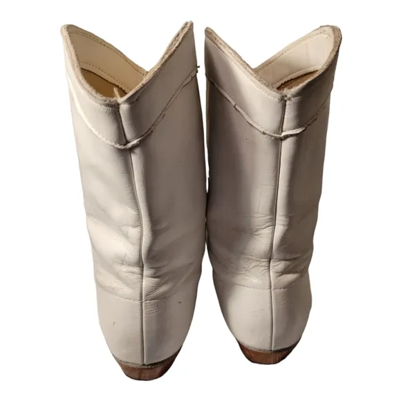 70s/80s White Leather Majorette Band Uniform Boots/Short Western Style Bootie