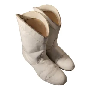 70s/80s White Leather Majorette Band Uniform Boots/Short Western Style Bootie