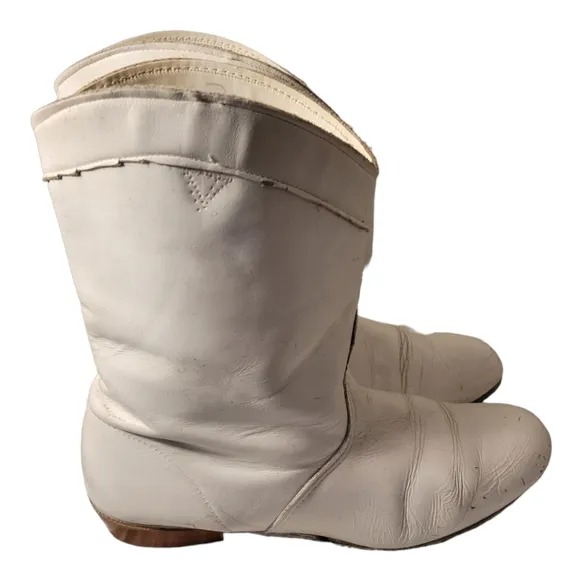 70s/80s White Leather Majorette Band Uniform Boots/Short Western Style Bootie
