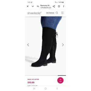 7.5E Extra Wide Shoe Dazzle Black Romona Combat Over the Knee Boots