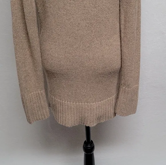 90s Deadstock Vintage Old Navy Tan Angora Rabbit Shawl Collar Sweater Dress L