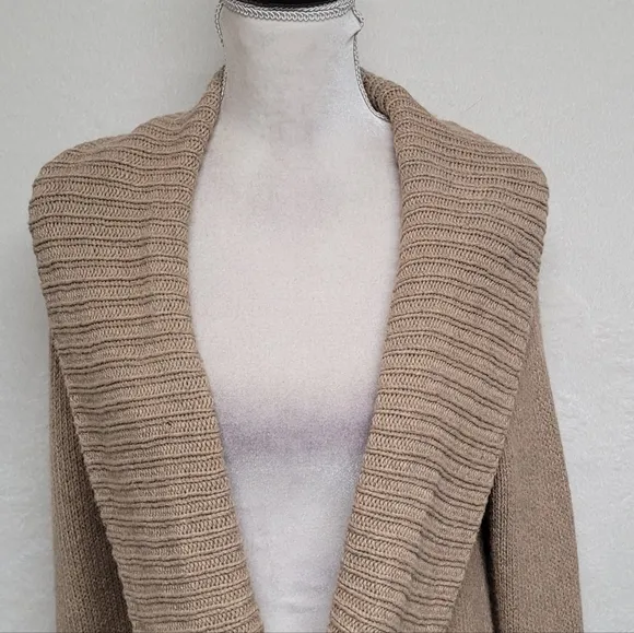 90s Deadstock Vintage Old Navy Tan Angora Rabbit Shawl Collar Sweater Dress L