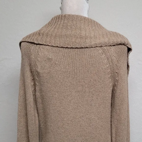 90s Deadstock Vintage Old Navy Tan Angora Rabbit Shawl Collar Sweater Dress L
