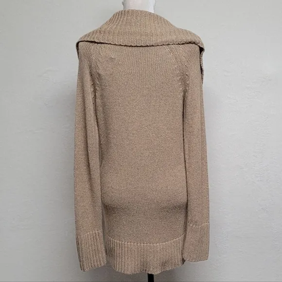 90s Deadstock Vintage Old Navy Tan Angora Rabbit Shawl Collar Sweater Dress L
