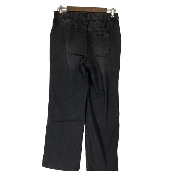A628077 LOGO by Lori Goldstein Petite Pull-On Relaxed Jean Washed Black PXS