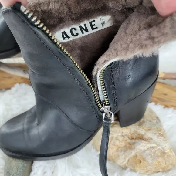 Acne studios pistol short leather boots black