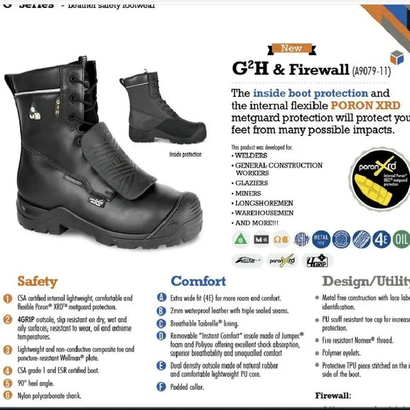 Acton G2H Firewall Sparks Protection Welding Work Boots 13 4E