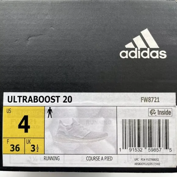 Adidas Ultraboost Youth Kids Running Shoes Size 4 White Iridescent Lace up