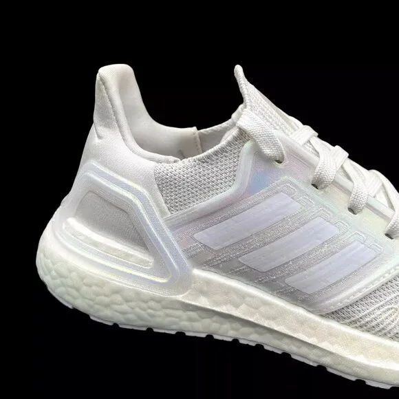 Adidas Ultraboost Youth Kids Running Shoes Size 4 White Iridescent Lace up
