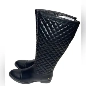 AEROSOLES ESTABLISH WIDE CALF RIDING BOOT WOMEN BLACK QUILTED SIZE 6.5  (No Box)