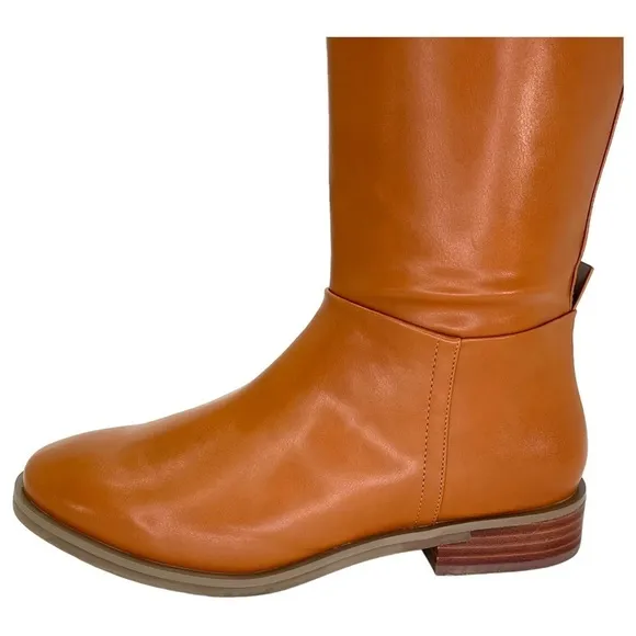 Aerosoles Knee High Womens Boots 7M Berri Tan Faux Leather Zip Up Comfort