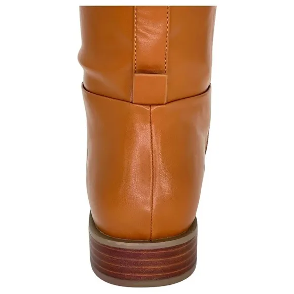 Aerosoles Knee High Womens Boots 7M Berri Tan Faux Leather Zip Up Comfort
