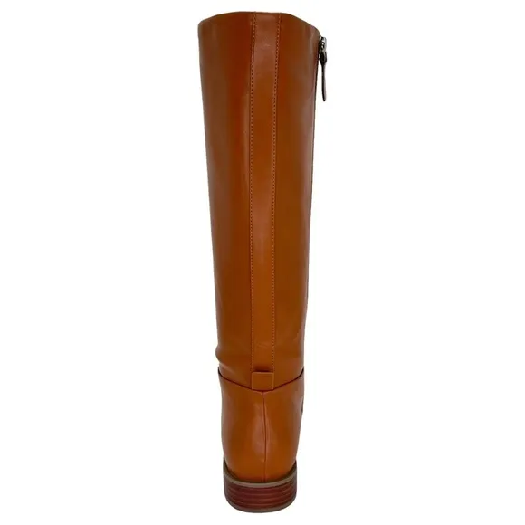 Aerosoles Knee High Womens Boots 7M Berri Tan Faux Leather Zip Up Comfort